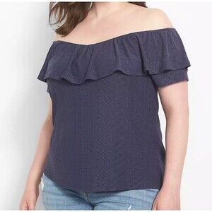 Lane Bryant Blue Shirt Off Shoulder Women’s Plus Size 18/20 NEW